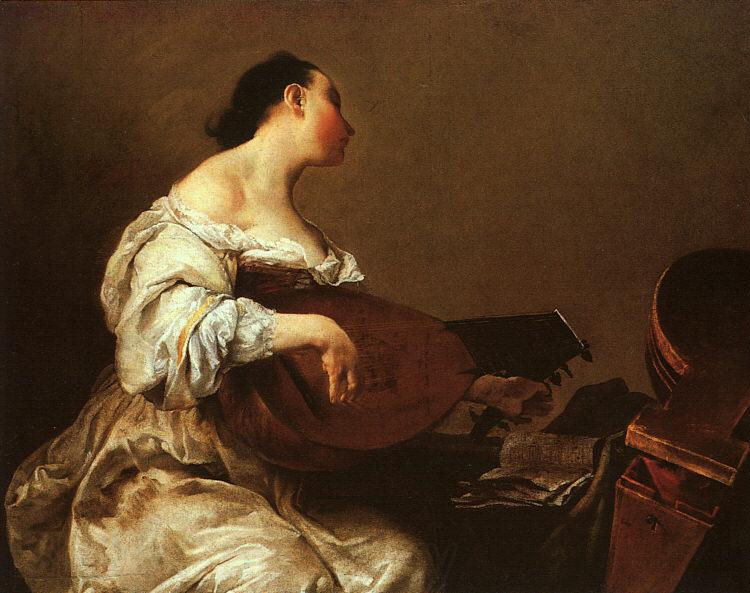 Giuseppe Maria Crespi Woman Playing a Lute Norge oil painting art